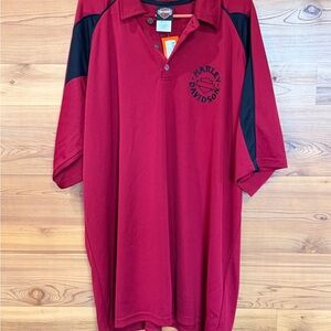 Harley-Davidson Men's Burgundy and Black Polo Shirt